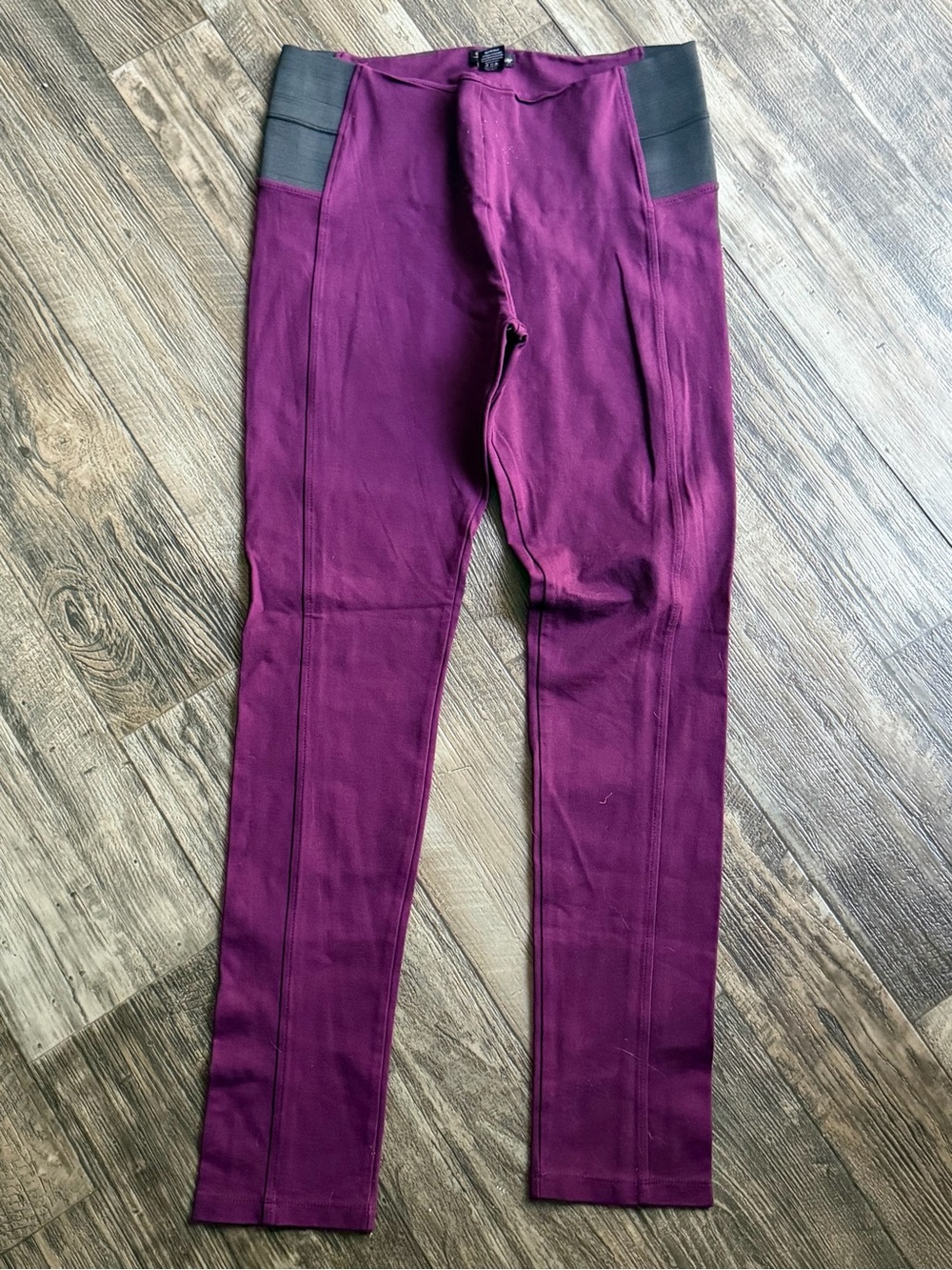 Women’s Plum Stretch Ponte Pants with Black Waist Panels